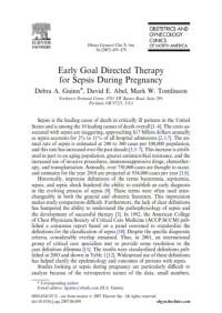 Early Goal Directed Therapy for Sepsis During Pregnancy